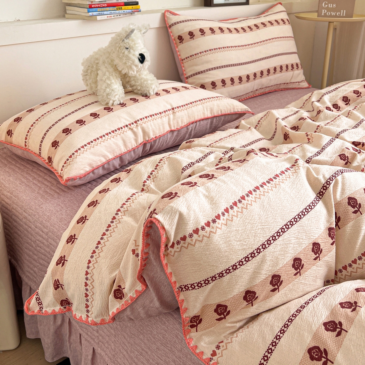 91家纺网 家纺一手货源 找家纺 （总）富米莱（原臻工厂） 2026春夏新款色织提花贝壳边床盖床裙四件套