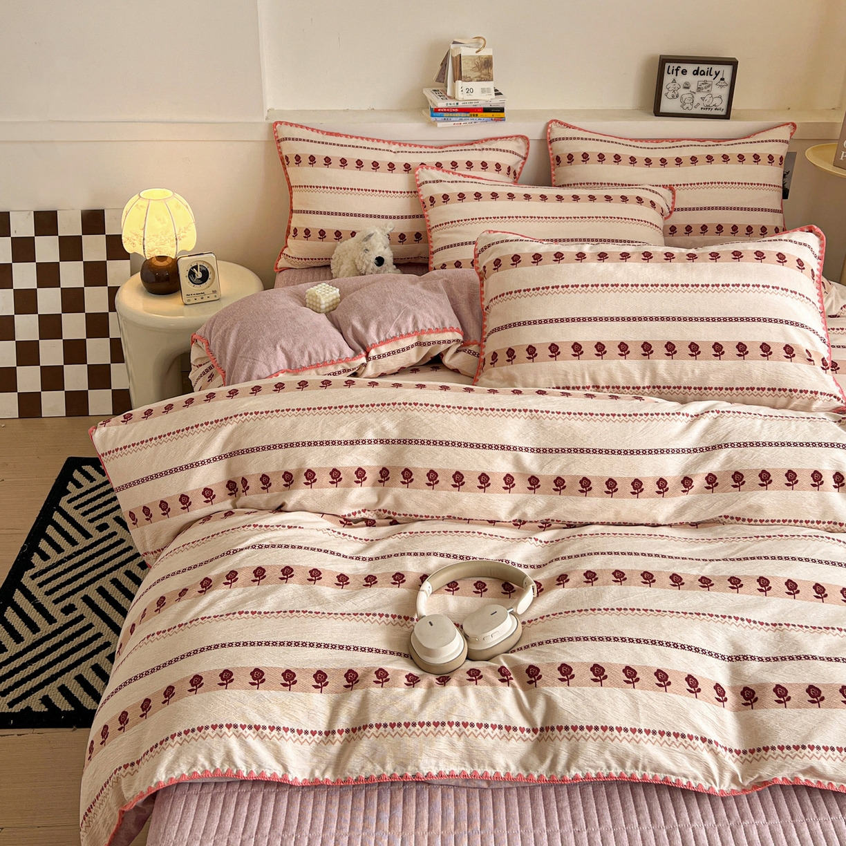 91家纺网 家纺一手货源 找家纺 （总）富米莱（原臻工厂） 2026春夏新款色织提花贝壳边床盖床裙四件套