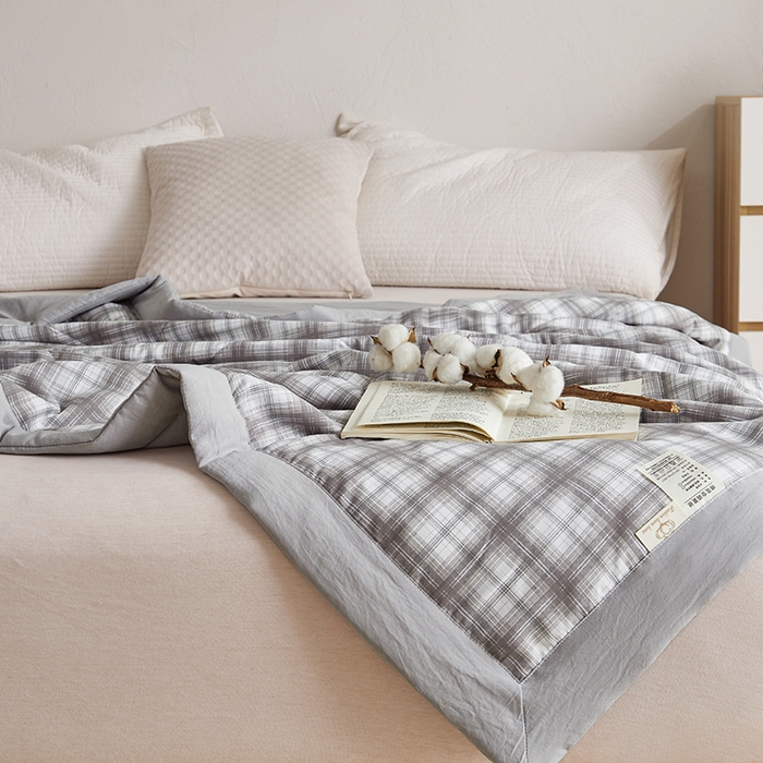 91家纺网 家纺一手货源 找家纺 织雅漫 2026新款水洗棉夏被空调被夏凉被 浅灰