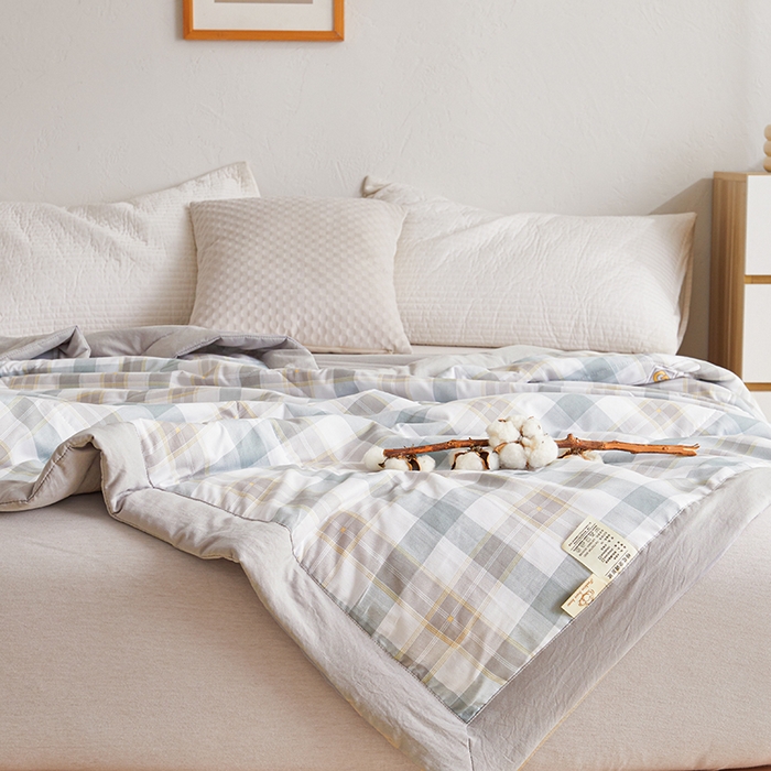 91家纺网 家纺一手货源 找家纺 织雅漫 2026新款水洗棉夏被空调被夏凉被 青灰