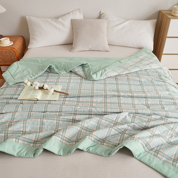 91家纺网 家纺一手货源 找家纺 织雅漫 2026新款水洗棉夏被空调被夏凉被 浅绿