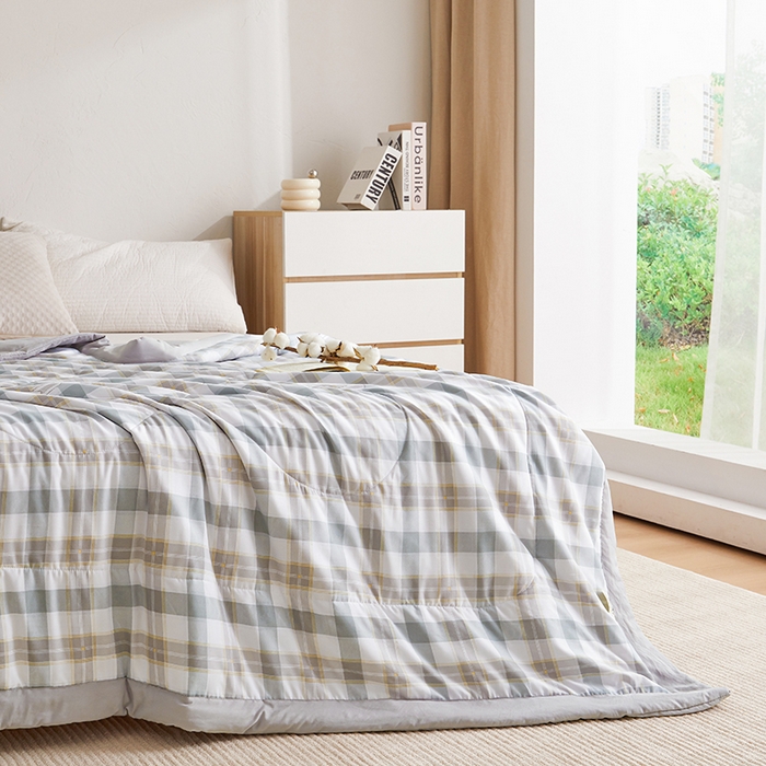 91家纺网 家纺一手货源 找家纺 织雅漫 2026新款水洗棉夏被空调被夏凉被 青灰