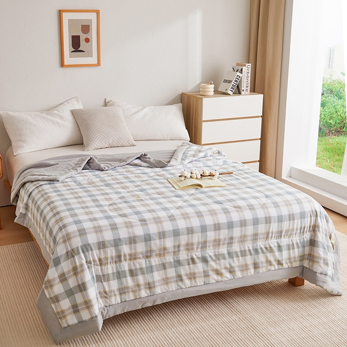 91家纺网 家纺一手货源 找家纺 织雅漫 2026新款水洗棉夏被空调被夏凉被 青灰