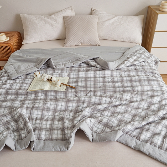 91家纺网 家纺一手货源 找家纺 织雅漫 2026新款水洗棉夏被空调被夏凉被 浅灰