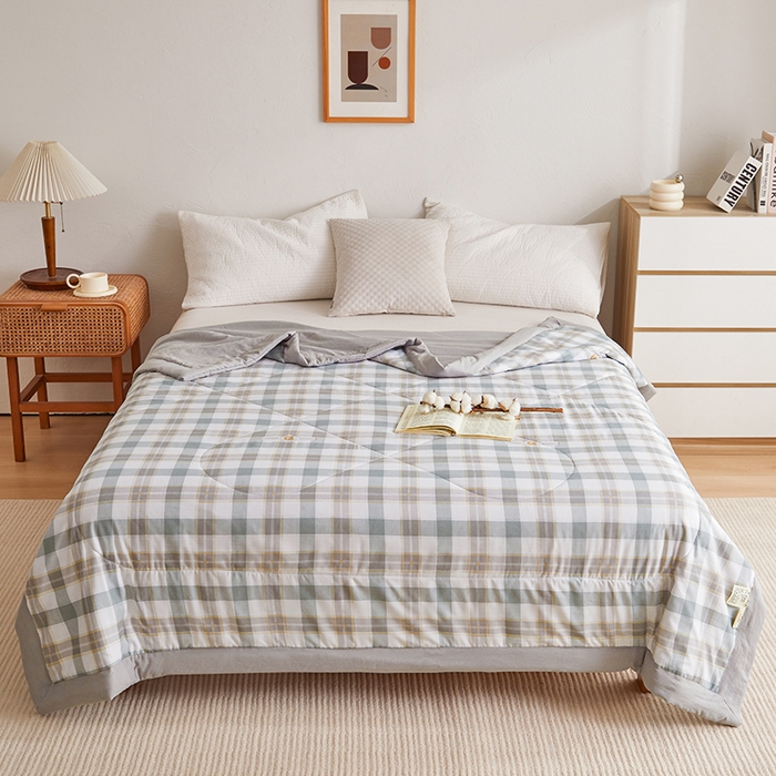 91家纺网 家纺一手货源 找家纺 织雅漫 2026新款水洗棉夏被空调被夏凉被 青灰