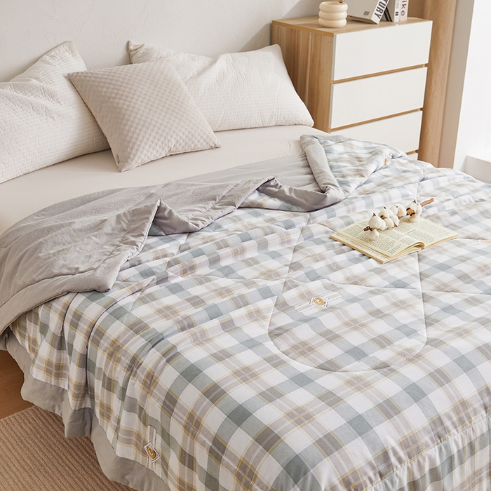 91家纺网 家纺一手货源 找家纺 织雅漫 2026新款水洗棉夏被空调被夏凉被 青灰