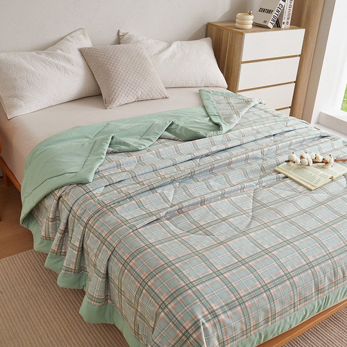 91家纺网 家纺一手货源 找家纺 织雅漫 2026新款水洗棉夏被空调被夏凉被 浅绿