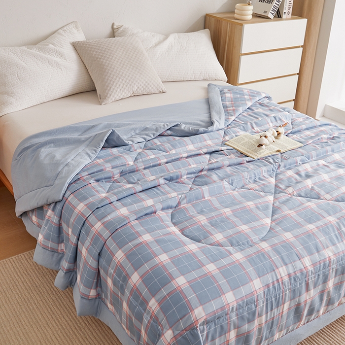 91家纺网 家纺一手货源 找家纺 织雅漫 2026新款水洗棉夏被空调被夏凉被 知夏-蓝