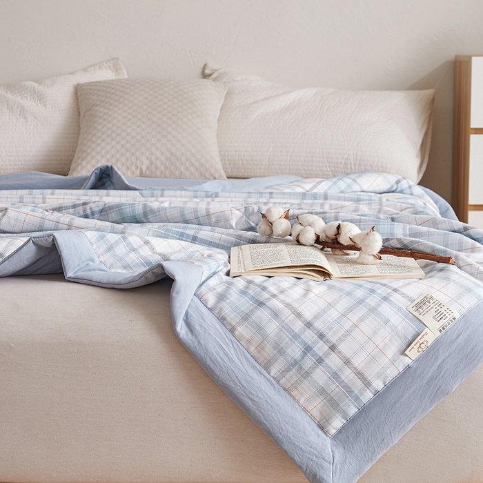 91家纺网 家纺一手货源 找家纺 织雅漫 2026新款水洗棉夏被空调被夏凉被 浅蓝