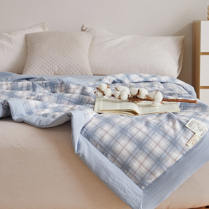 91家纺网 家纺一手货源 找家纺 织雅漫 2026新款水洗棉夏被空调被夏凉被 知夏-天蓝