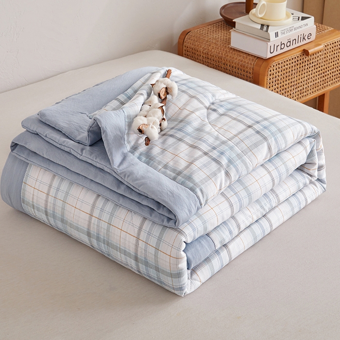 织雅漫 2026新款水洗棉夏被空调被夏凉被 浅蓝