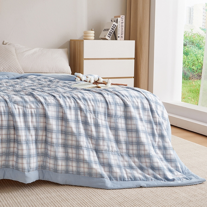 91家纺网 家纺一手货源 找家纺 织雅漫 2026新款水洗棉夏被空调被夏凉被 知夏-天蓝