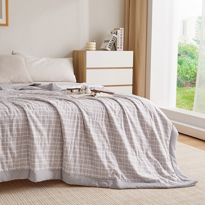 91家纺网 家纺一手货源 找家纺 织雅漫 2026新款水洗棉夏被空调被夏凉被 知夏-灰