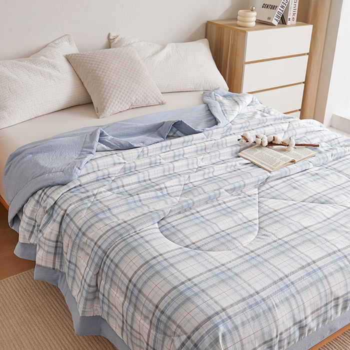 91家纺网 家纺一手货源 找家纺 织雅漫 2026新款水洗棉夏被空调被夏凉被 浅蓝