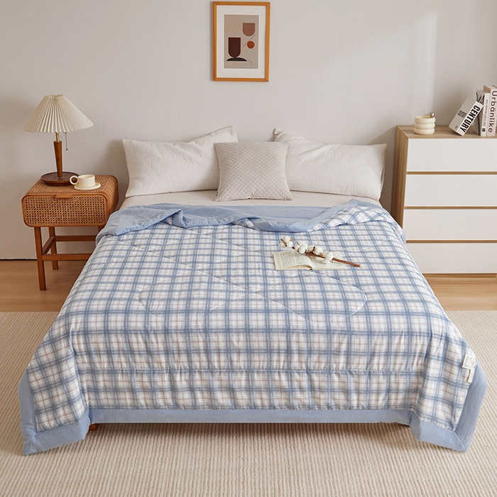 91家纺网 家纺一手货源 找家纺 织雅漫 2026新款水洗棉夏被空调被夏凉被 知夏-天蓝