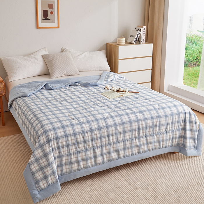 91家纺网 家纺一手货源 找家纺 织雅漫 2026新款水洗棉夏被空调被夏凉被 知夏-天蓝