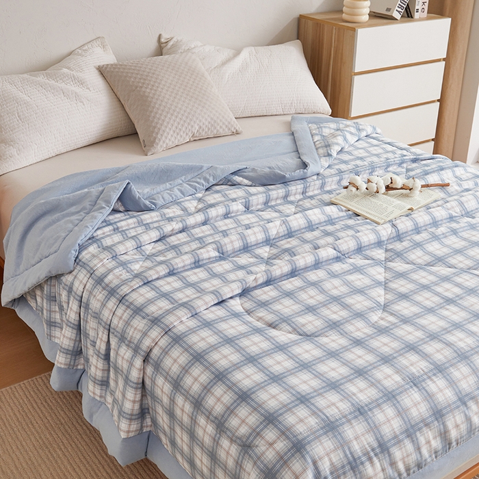 91家纺网 家纺一手货源 找家纺 织雅漫 2026新款水洗棉夏被空调被夏凉被 知夏-天蓝