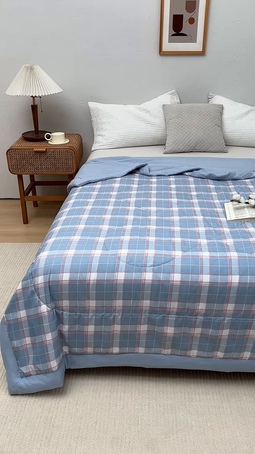 91家纺网 家纺一手货源 找家纺 织雅漫 2026新款水洗棉夏被空调被夏凉被 知夏-蓝