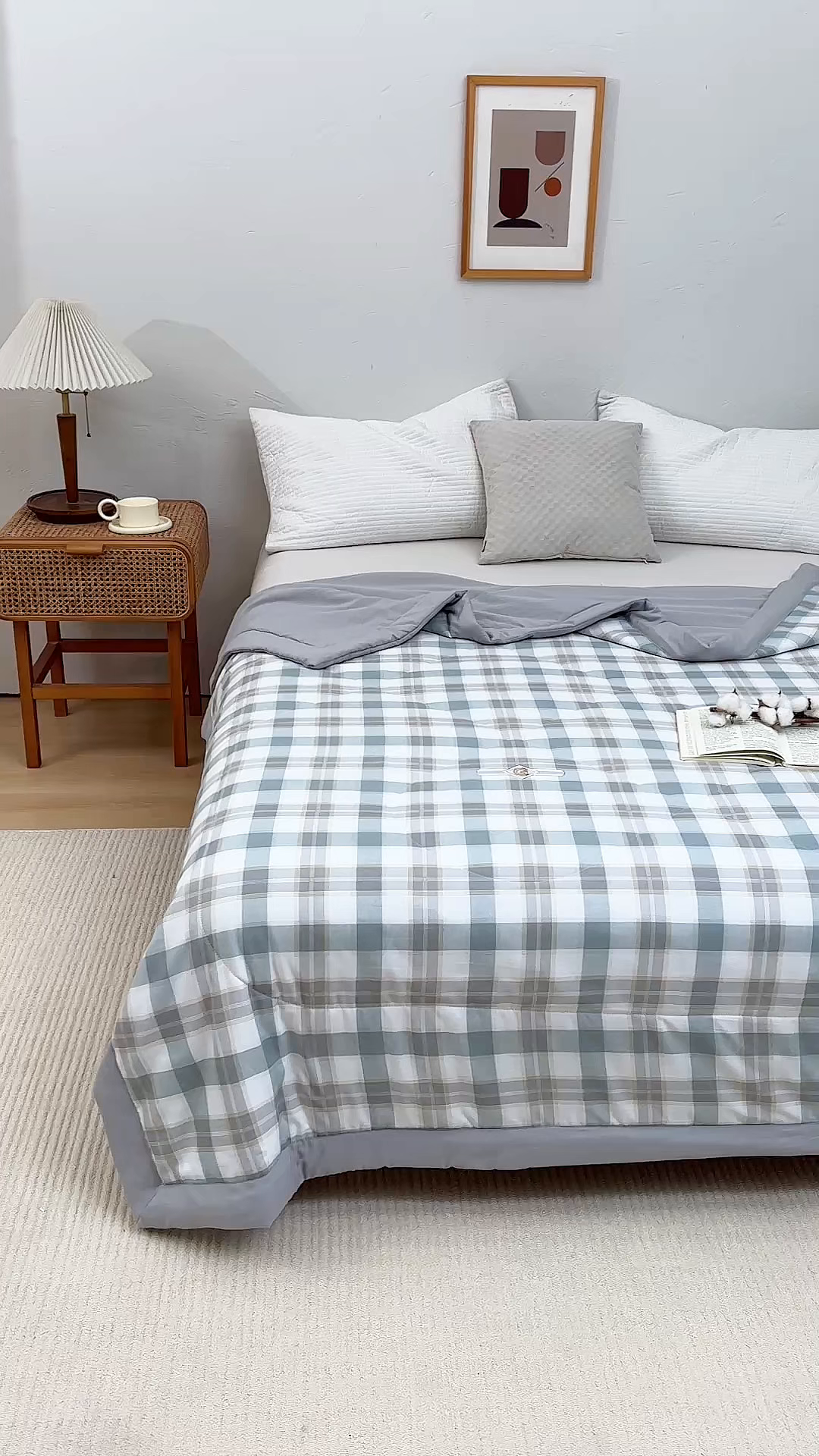 91家纺网 家纺一手货源 找家纺 织雅漫 2026新款水洗棉夏被空调被夏凉被 青灰