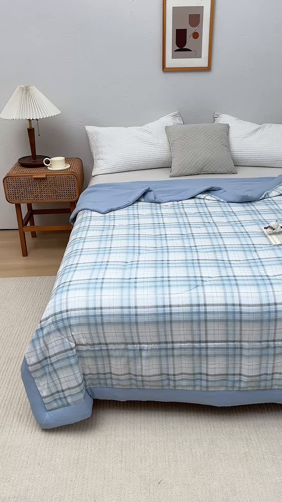 91家纺网 家纺一手货源 找家纺 织雅漫 2026新款水洗棉夏被空调被夏凉被 知夏-天蓝