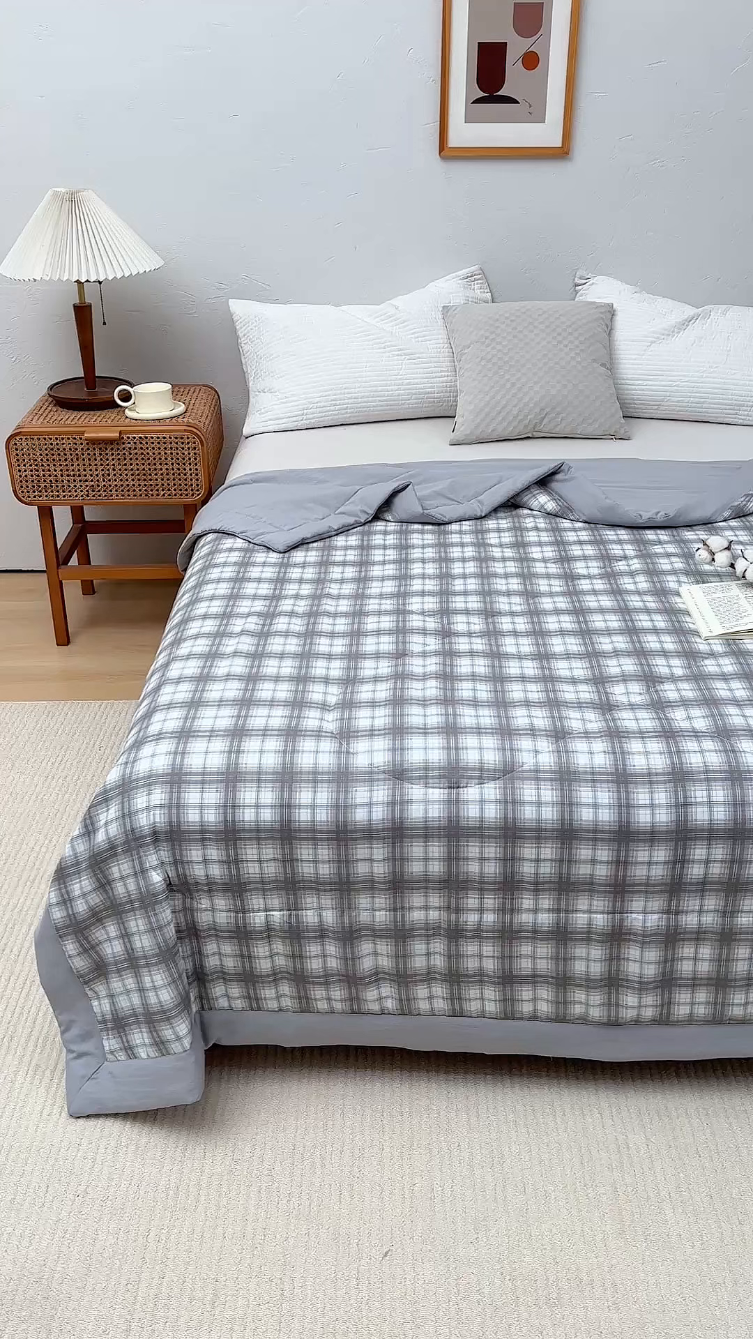 91家纺网 家纺一手货源 找家纺 织雅漫 2026新款水洗棉夏被空调被夏凉被 浅灰