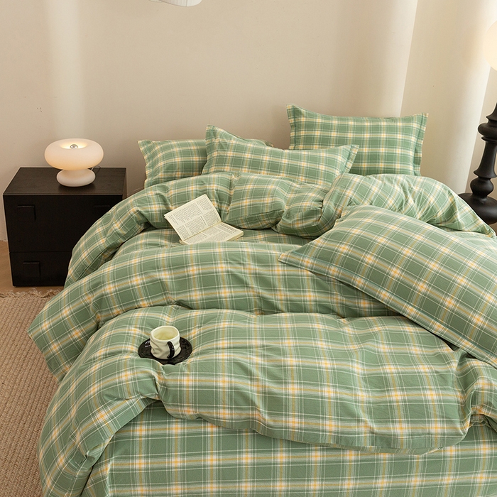 91家纺网 家纺一手货源 找家纺 喜四方 2026新款全棉色织水洗棉四件套 梦田