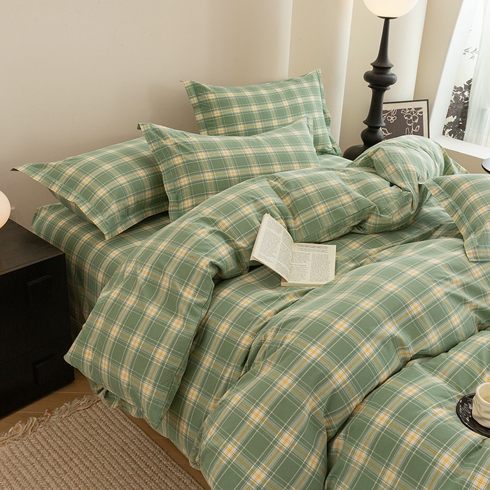 91家纺网 家纺一手货源 找家纺 喜四方 2026新款全棉色织水洗棉四件套 梦田