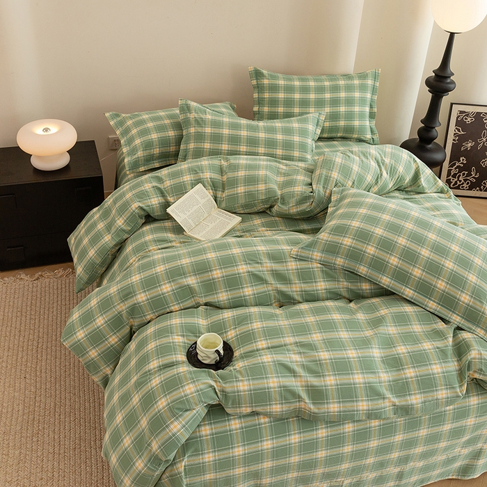 91家纺网 家纺一手货源 找家纺 喜四方 2026新款全棉色织水洗棉四件套 梦田