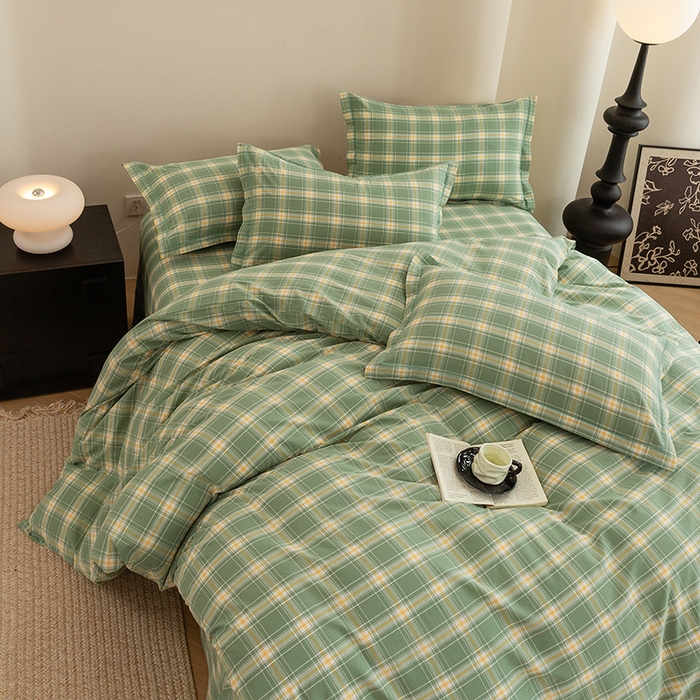 91家纺网 家纺一手货源 找家纺 喜四方 2026新款全棉色织水洗棉四件套 梦田