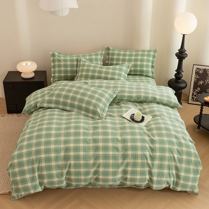 91家纺网 家纺一手货源 找家纺 喜四方 2026新款全棉色织水洗棉四件套 梦田