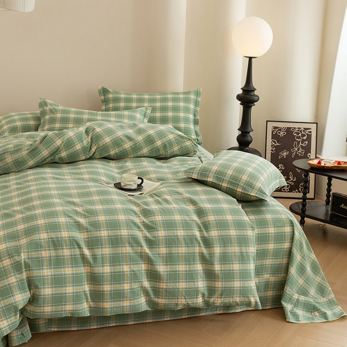 91家纺网 家纺一手货源 找家纺 喜四方 2026新款全棉色织水洗棉四件套 梦田