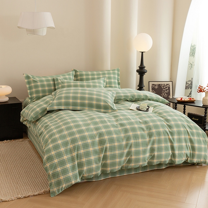 91家纺网 家纺一手货源 找家纺 喜四方 2026新款全棉色织水洗棉四件套 梦田