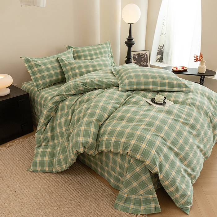 91家纺网 家纺一手货源 找家纺 喜四方 2026新款全棉色织水洗棉四件套 梦田