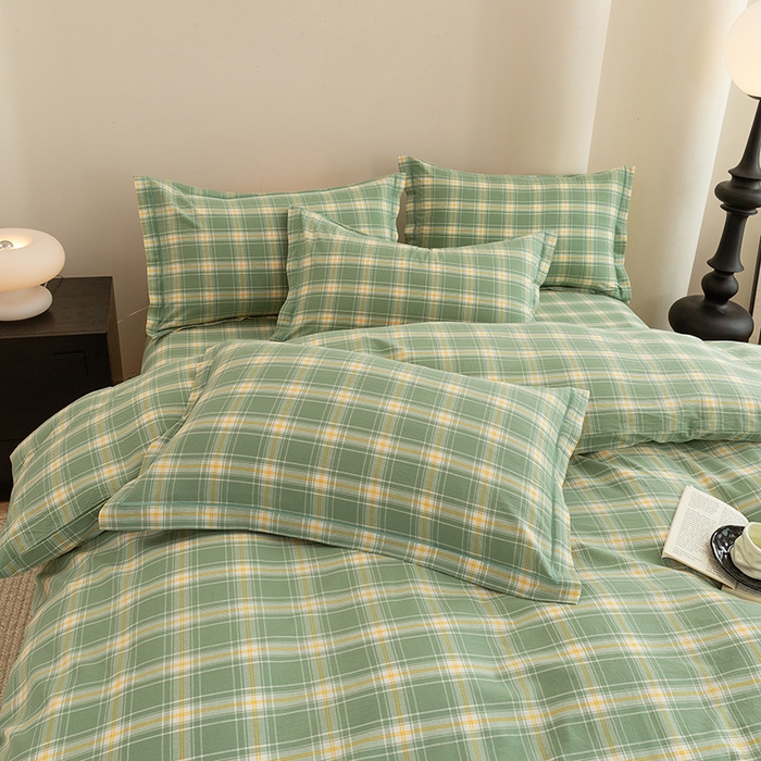 91家纺网 家纺一手货源 找家纺 喜四方 2026新款全棉色织水洗棉四件套 梦田