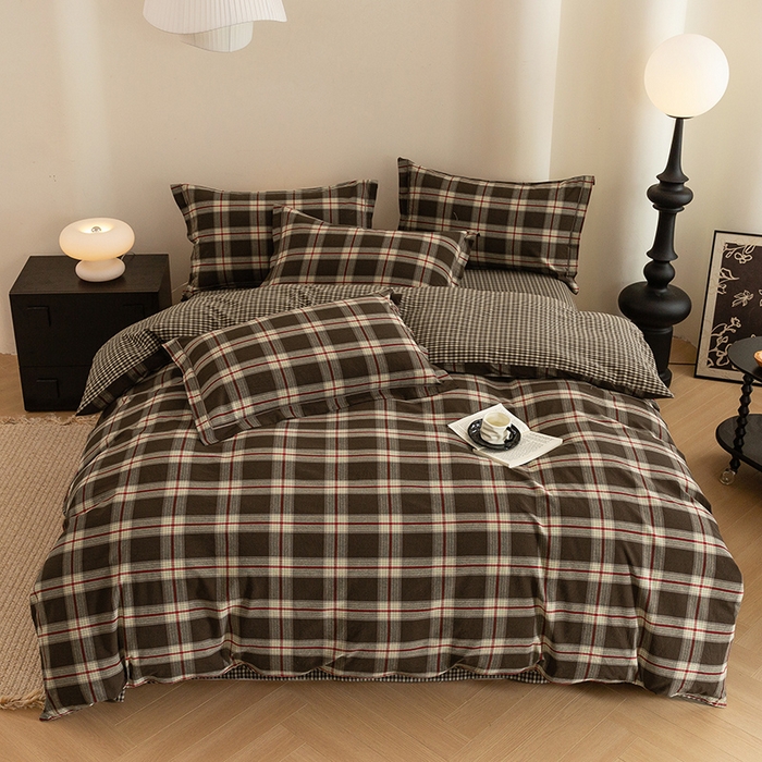 91家纺网 家纺一手货源 找家纺 喜四方 2026新款全棉色织水洗棉四件套 欧瑞