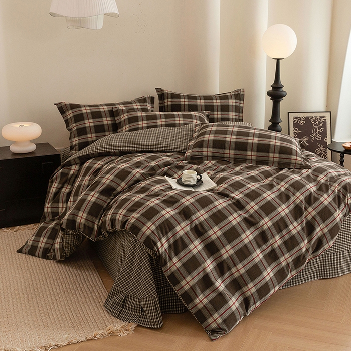 91家纺网 家纺一手货源 找家纺 喜四方 2026新款全棉色织水洗棉四件套 欧瑞