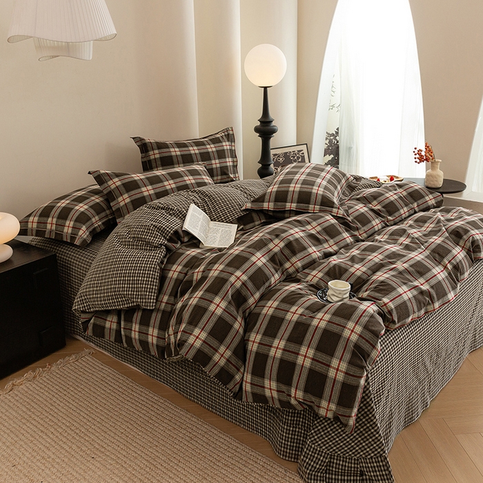 91家纺网 家纺一手货源 找家纺 喜四方 2026新款全棉色织水洗棉四件套 欧瑞