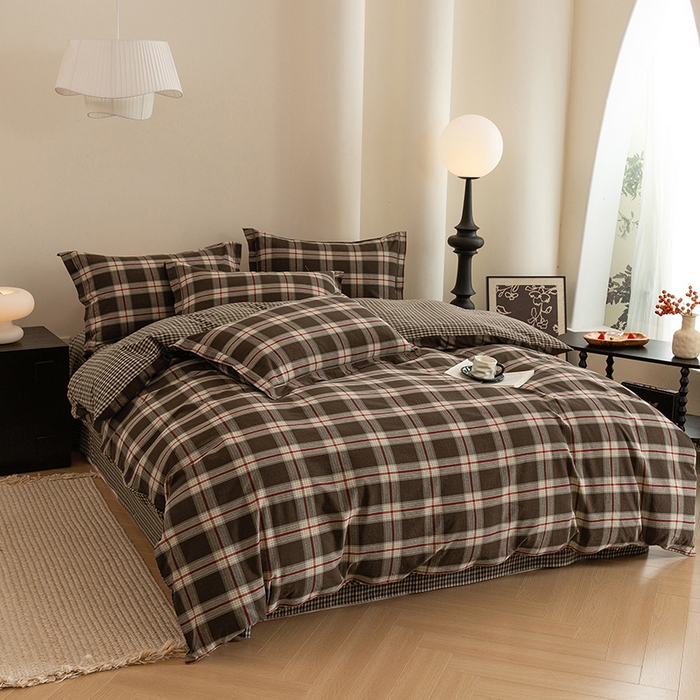 91家纺网 家纺一手货源 找家纺 喜四方 2026新款全棉色织水洗棉四件套 欧瑞