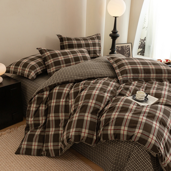 91家纺网 家纺一手货源 找家纺 喜四方 2026新款全棉色织水洗棉四件套 欧瑞