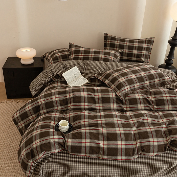 91家纺网 家纺一手货源 找家纺 喜四方 2026新款全棉色织水洗棉四件套 欧瑞