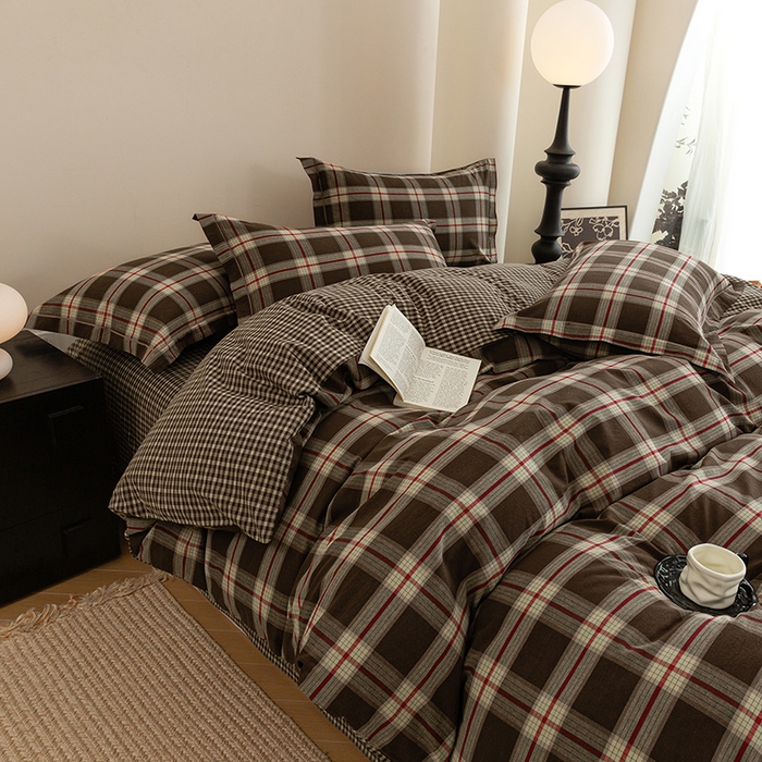 91家纺网 家纺一手货源 找家纺 喜四方 2026新款全棉色织水洗棉四件套 欧瑞