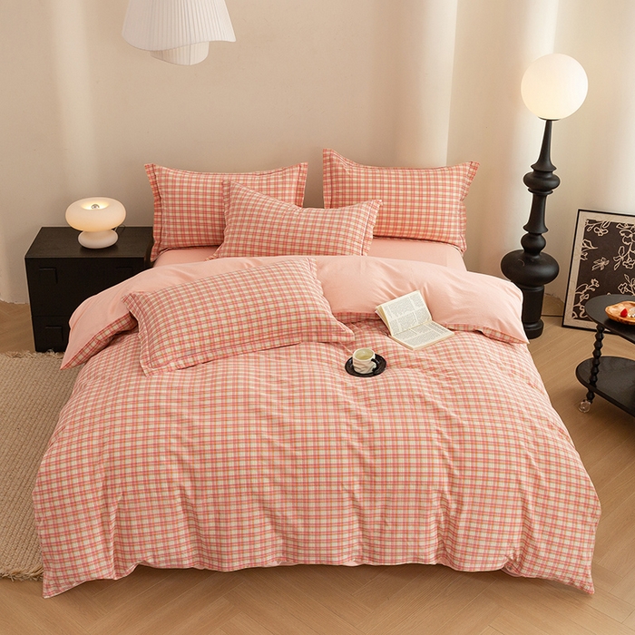 91家纺网 家纺一手货源 找家纺 喜四方 2026新款全棉色织水洗棉四件套 小城故事