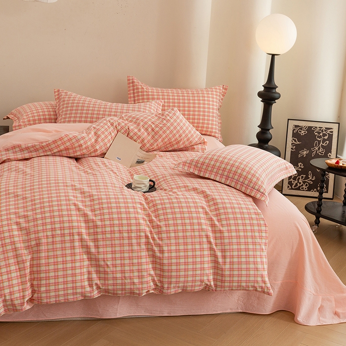 91家纺网 家纺一手货源 找家纺 喜四方 2026新款全棉色织水洗棉四件套 小城故事