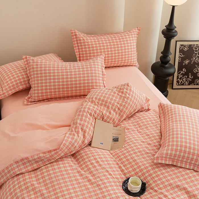 91家纺网 家纺一手货源 找家纺 喜四方 2026新款全棉色织水洗棉四件套 小城故事