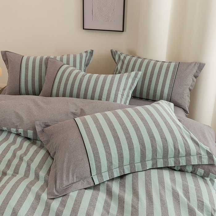 91家纺网 家纺一手货源 找家纺 （总）喜四方 2026新款100%全棉纯棉色织水洗棉花边工艺款四件套-系列二