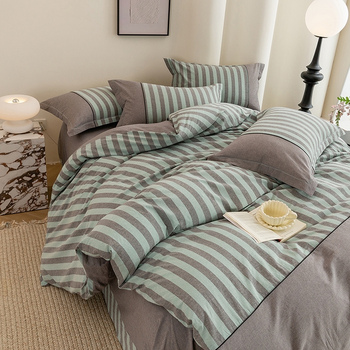 91家纺网 家纺一手货源 找家纺 喜四方 2026新款100%全棉纯棉色织水洗棉花边工艺款四件套-系列二 马克-兰