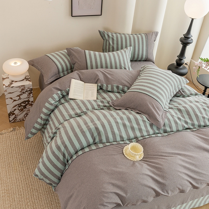 91家纺网 家纺一手货源 找家纺 喜四方 2026新款100%全棉纯棉色织水洗棉花边工艺款四件套-系列二 马克-兰