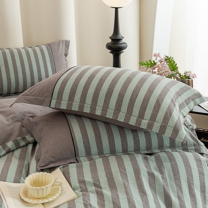 91家纺网 家纺一手货源 找家纺 喜四方 2026新款100%全棉纯棉色织水洗棉花边工艺款四件套-系列二 马克-兰