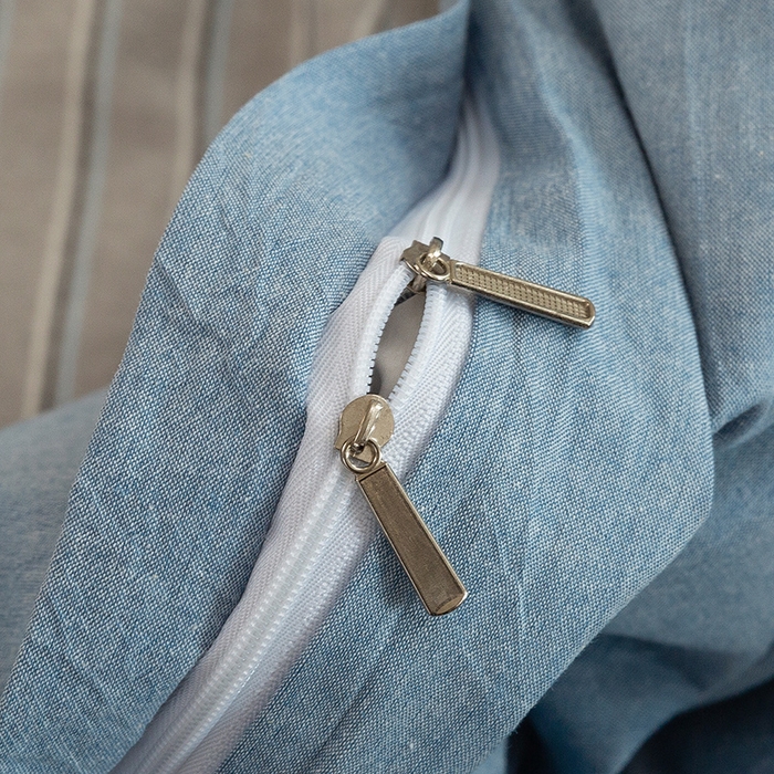 91家纺网 家纺一手货源 找家纺 喜四方 2026新款100%全棉纯棉色织水洗棉花边工艺款四件套-系列二 暮川（兰）