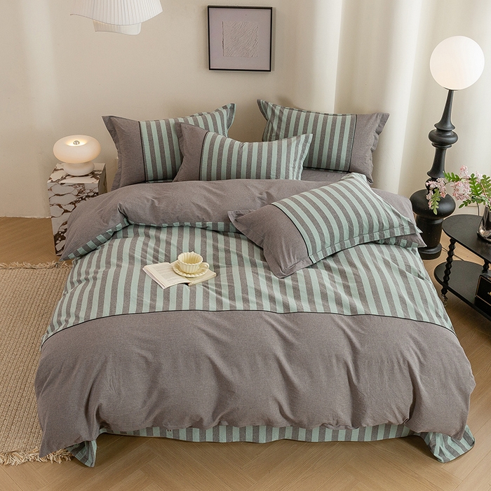 91家纺网 家纺一手货源 找家纺 （总）喜四方 2026新款100%全棉纯棉色织水洗棉花边工艺款四件套-系列二